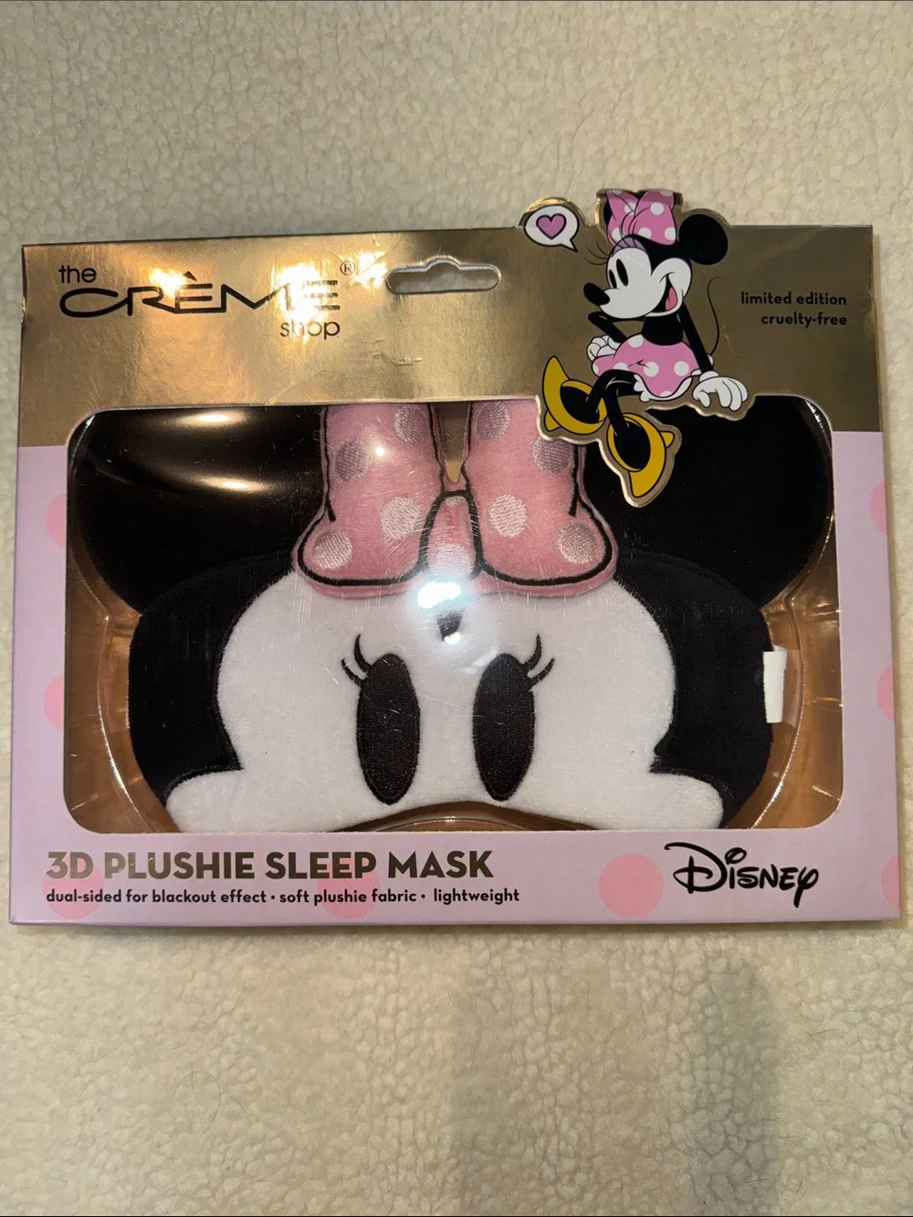 Disney Minnie Mouse Plush Sleep Mask - Pink, Black & White